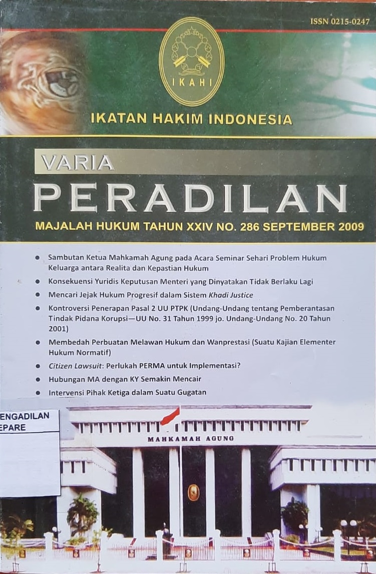 VARIA PERADILAN MAJALAH HUKUM TAHUN XXIV NO 286 SEPTEMBER 2009